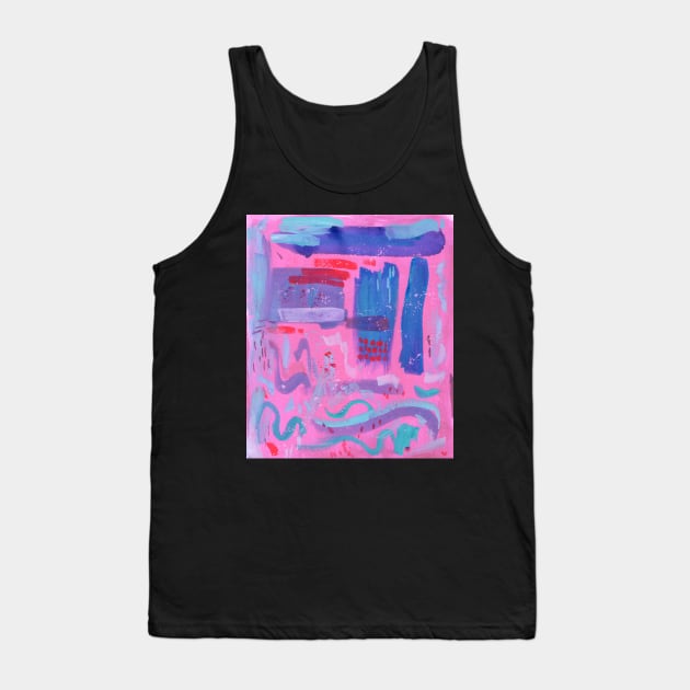 Neon Pink Party Tank Top by Colzo Art